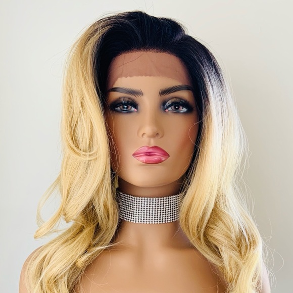 Gorgeous Ombre Blonde Versatile 13x4 Lace Front Premium Fiber Wig for Daily Wear - Picture 7 of 10